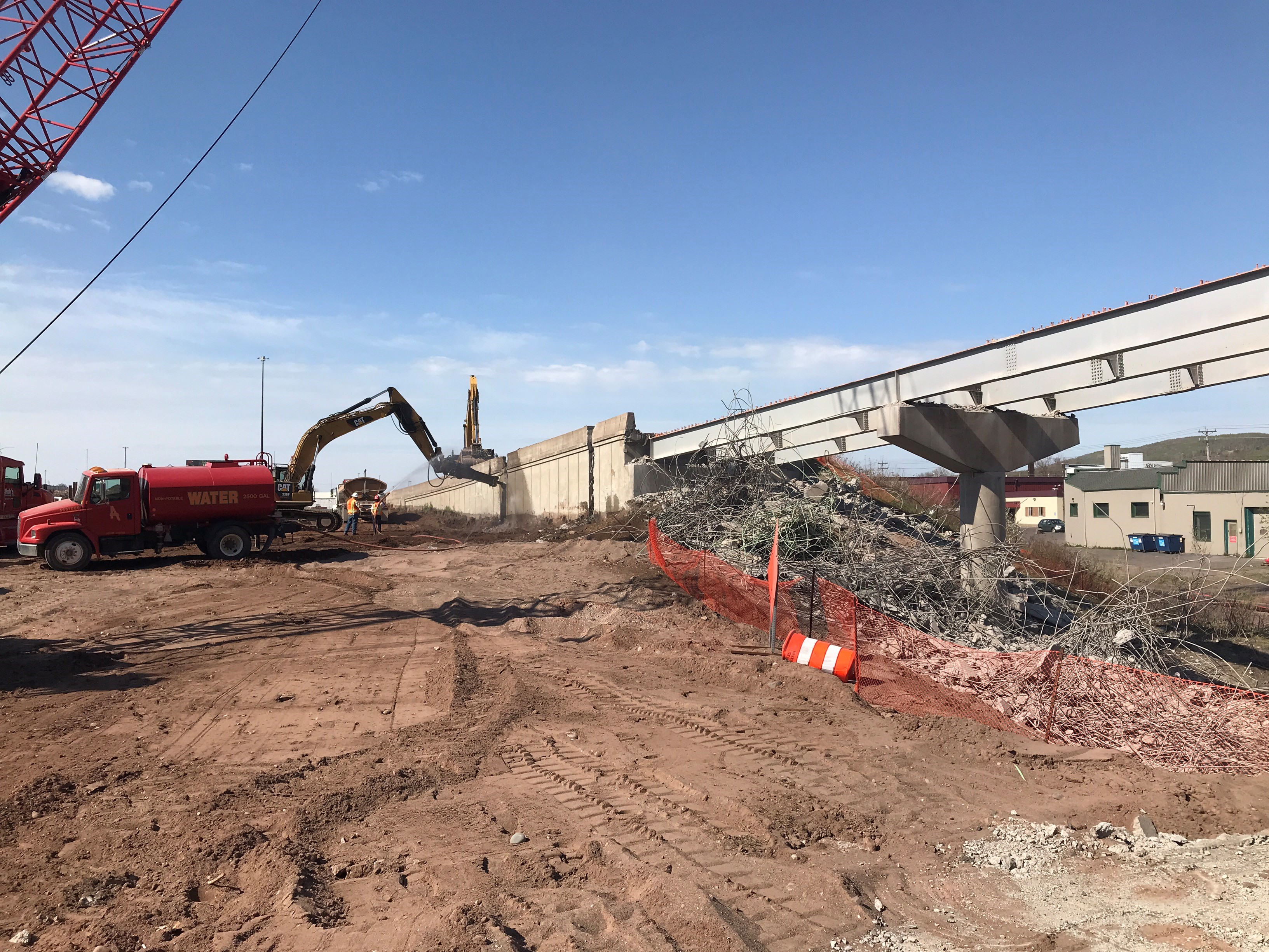 Bridge demolition on the Twin Ports Interchange project.
